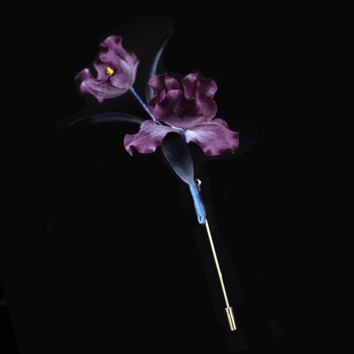 Handmade Purple Iris Flower Brooch | 100% Silk Thread Botanical Jewelry | Ronghua Traditional Craft Floral Gift for Nature Lovers