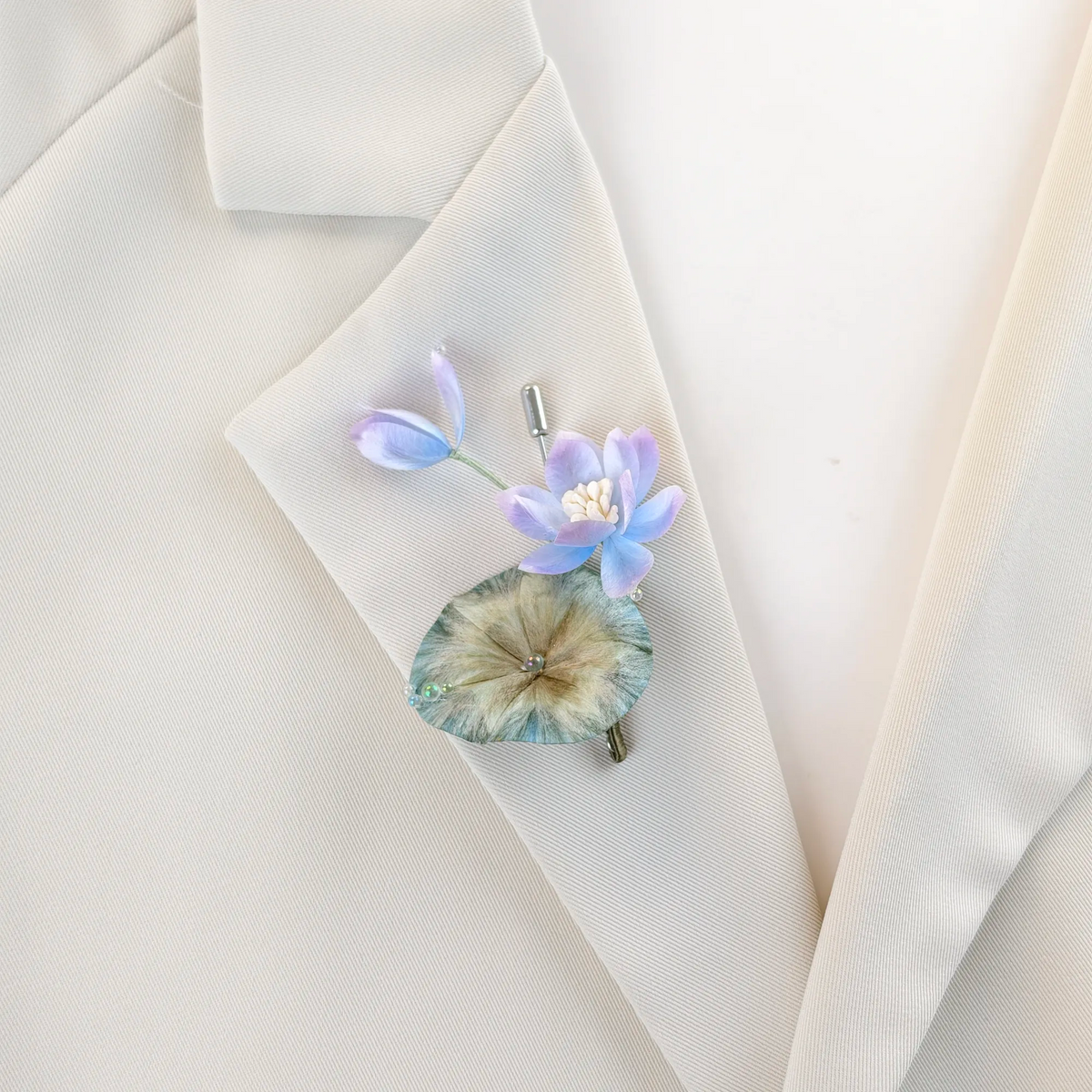 Handmade Lotus Blossom Brooch | 100% Silk Thread Ronghua Craft, Nature Inspired Botanical Art Jewelry, Unique Gift for Her
