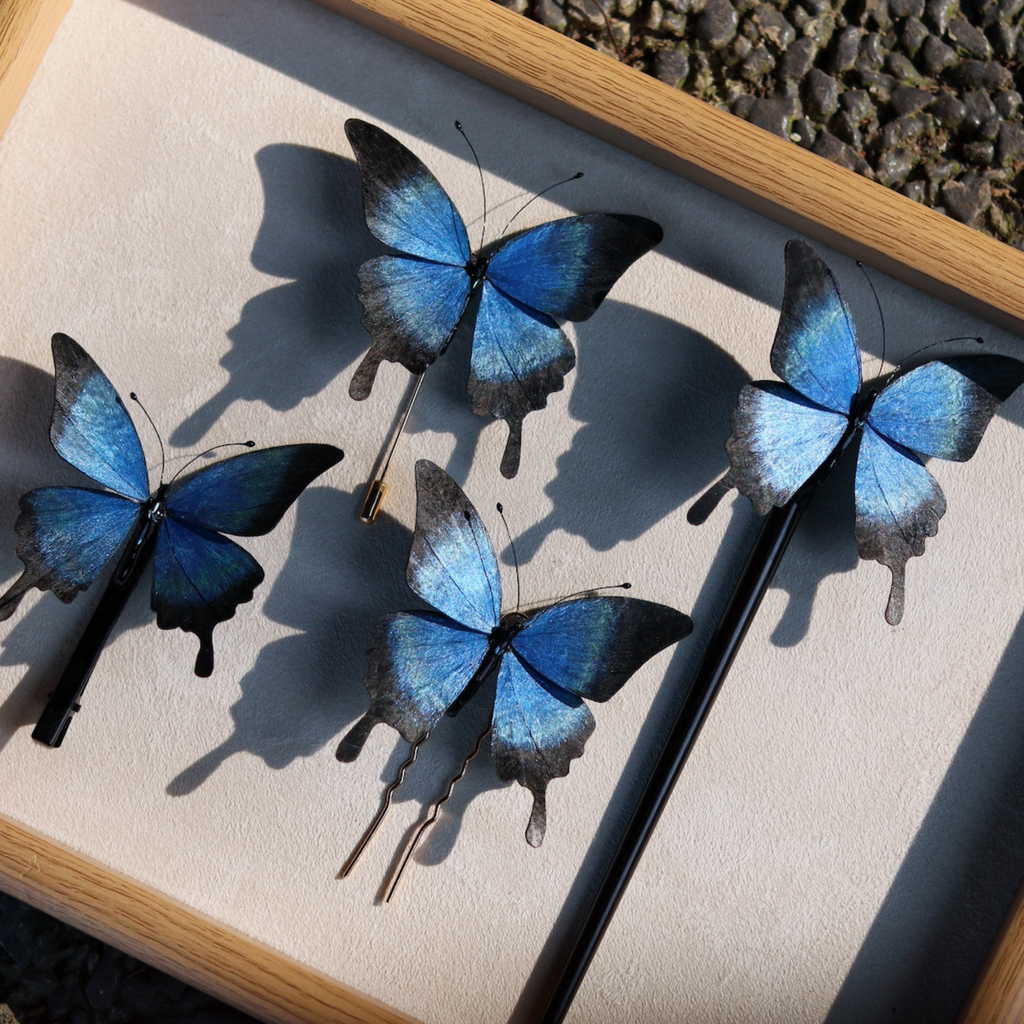 Handmade Butterfly Wing Brooch & Hairpiece – Silk Thread Ronghua Jewelry Inspired by Butterflies in Nature, Artisan Wearable Art & Meaningful Gift