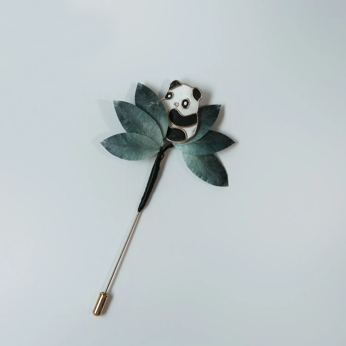 Handmade Panda & Bamboo Brooch – Traditional Ronghua Silk Thread Botanical Jewelry, Nature Inspired Wearable Art & Meaningful Gift