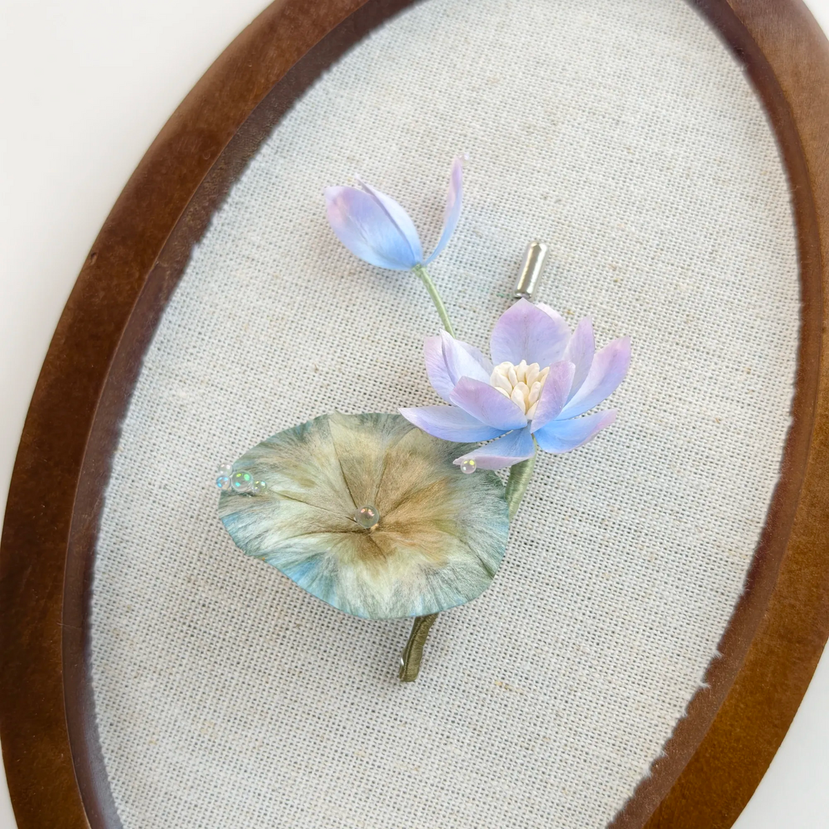 Handmade Lotus Blossom Brooch | 100% Silk Thread Ronghua Craft, Nature Inspired Botanical Art Jewelry, Unique Gift for Her