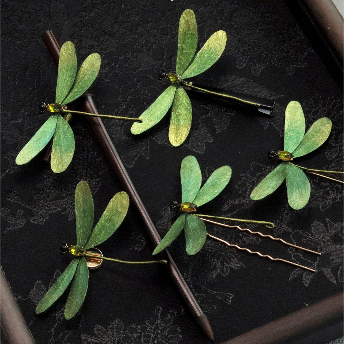 Handmade Dragonfly Brooch & Hairpiece – Silk Thread Ronghua Jewelry Inspired by Dragonflies, Nature & Summer Light