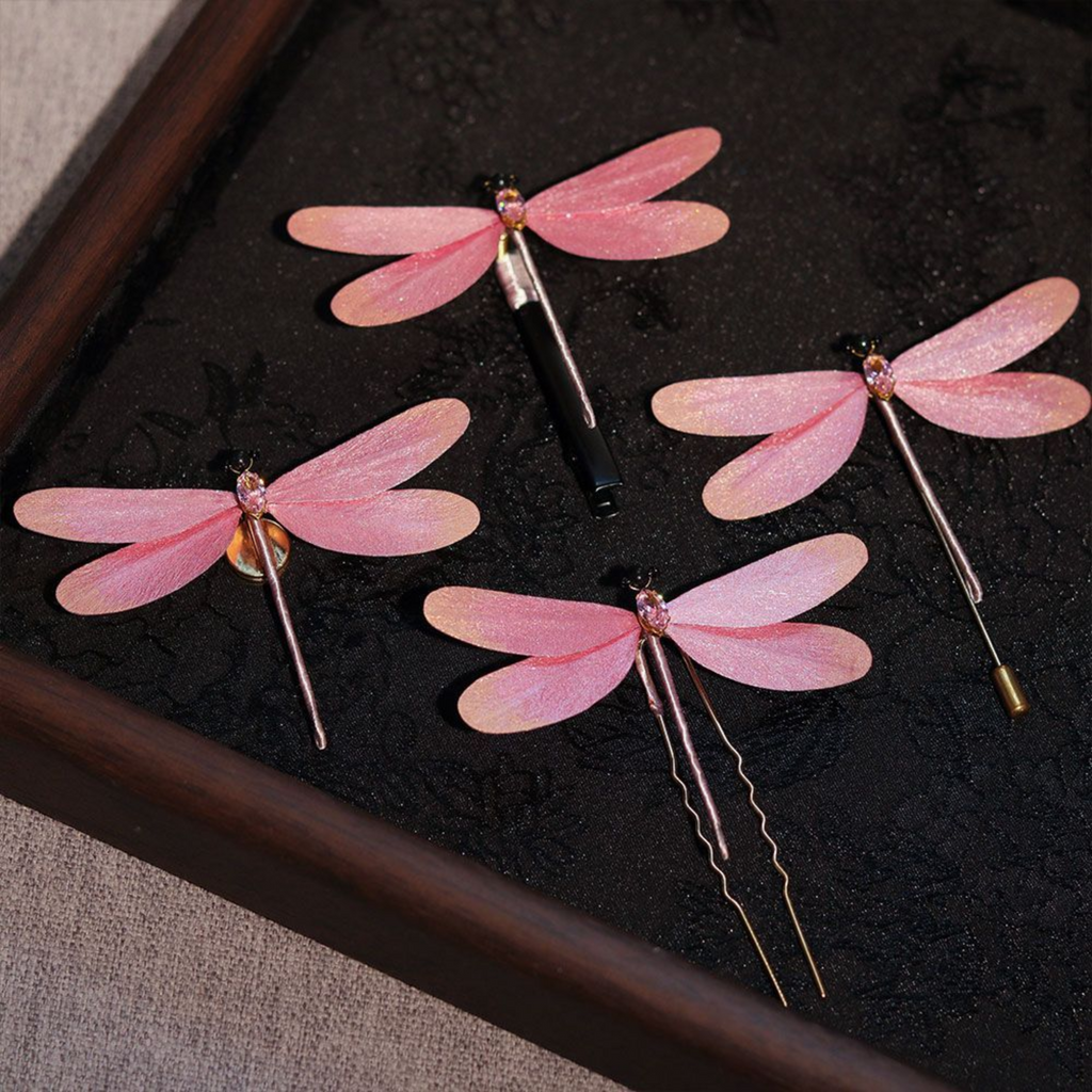 Handmade Dragonfly Brooch & Hairpiece – Silk Thread Ronghua Jewelry Inspired by Dragonflies, Nature & Summer Light