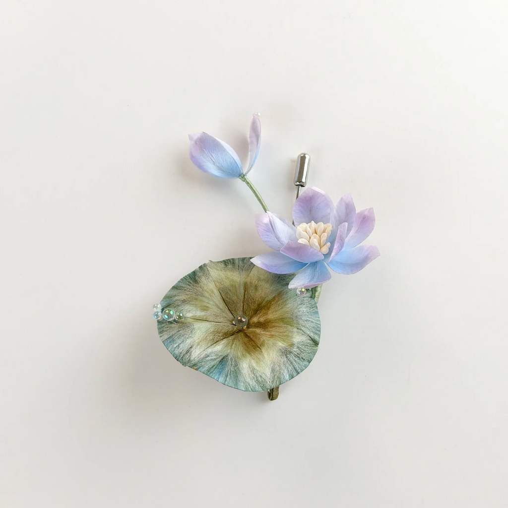 Handmade Lotus Blossom Brooch | 100% Silk Thread Ronghua Craft, Nature Inspired Botanical Art Jewelry, Unique Gift for Her