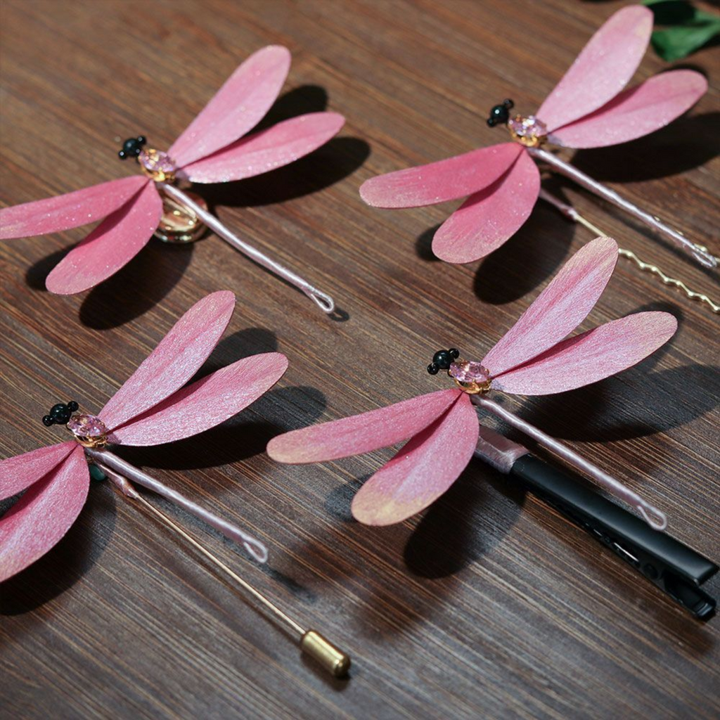 Handmade Dragonfly Brooch & Hairpiece – Silk Thread Ronghua Jewelry Inspired by Dragonflies, Nature & Summer Light