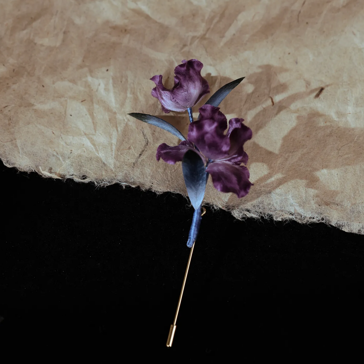 Handmade Purple Iris Flower Brooch | 100% Silk Thread Botanical Jewelry | Ronghua Traditional Craft Floral Gift for Nature Lovers