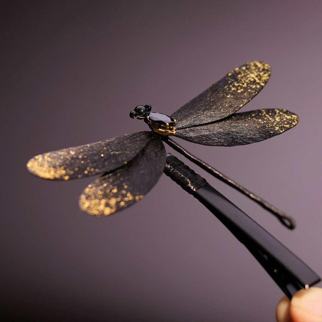 Handmade Dragonfly Brooch & Hairpiece – Silk Thread Ronghua Jewelry Inspired by Dragonflies, Nature & Summer Light