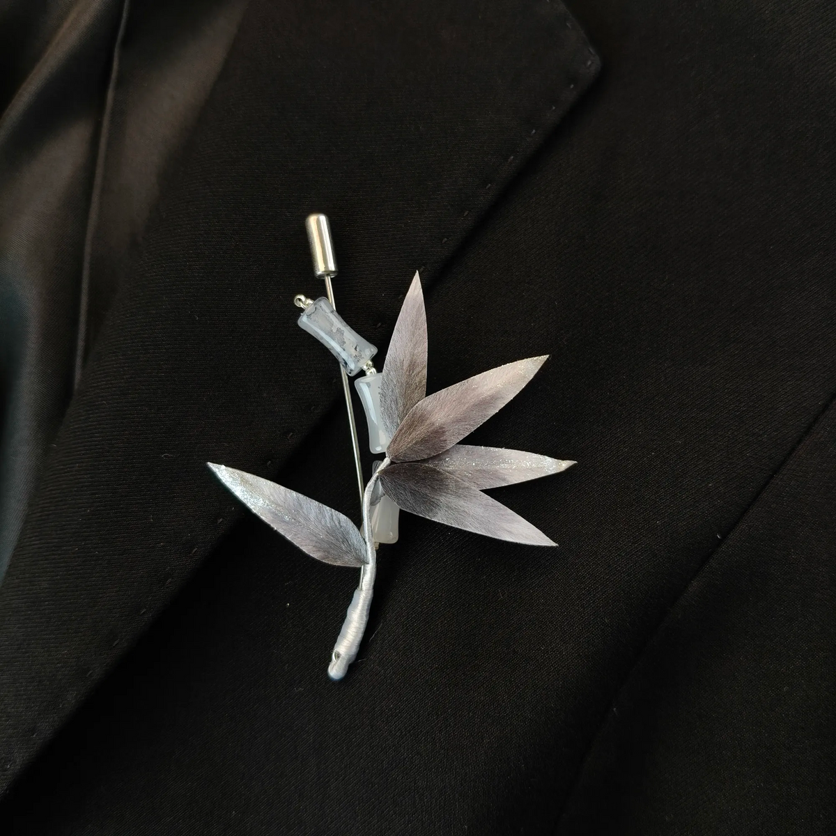 Handmade Bamboo Leaf Brooch – Botanical Wearable Art Inspired by Nature, Traditional Ronghua Silk Thread Craft, Symbol of Growth & Rising Step by Step, Unique Handmade Gift
