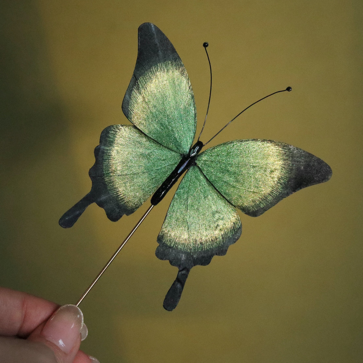 Handmade Butterfly Wing Brooch & Hairpiece – Silk Thread Ronghua Jewelry Inspired by Butterflies in Nature, Artisan Wearable Art & Meaningful Gift
