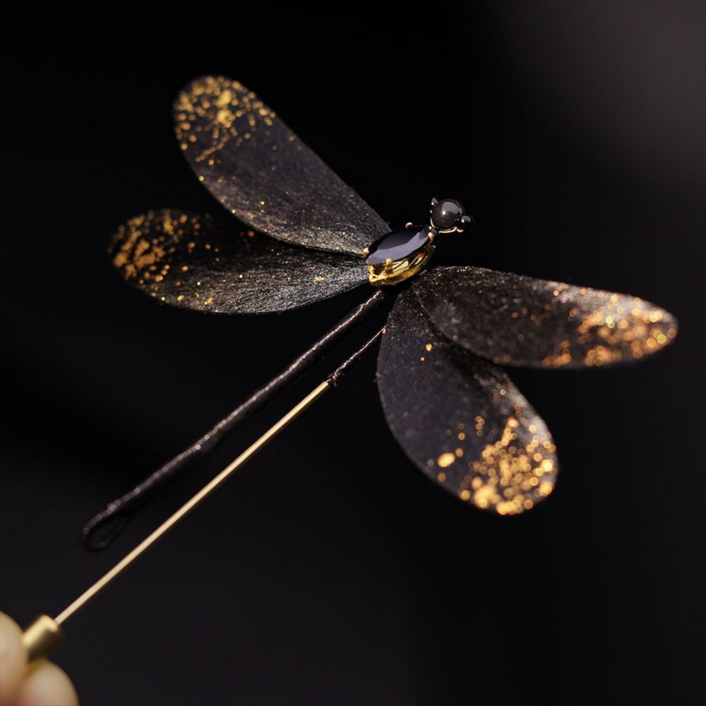 Handmade Dragonfly Brooch & Hairpiece – Silk Thread Ronghua Jewelry Inspired by Dragonflies, Nature & Summer Light