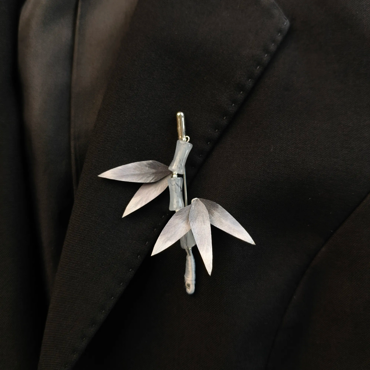 Handmade Bamboo Leaf Brooch – Botanical Wearable Art Inspired by Nature, Traditional Ronghua Silk Thread Craft, Symbol of Growth & Rising Step by Step, Unique Handmade Gift