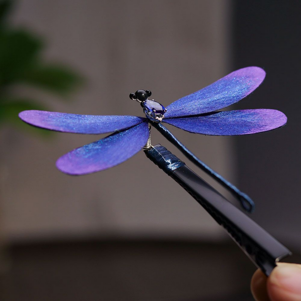 Handmade Dragonfly Brooch & Hairpiece – Silk Thread Ronghua Jewelry Inspired by Dragonflies, Nature & Summer Light
