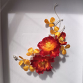 Handmade Red & Gold Floral Brooch & Hairpin – Silk Thread Ronghua Flower Jewelry, Nature Inspired Botanical Wearable Art Gift