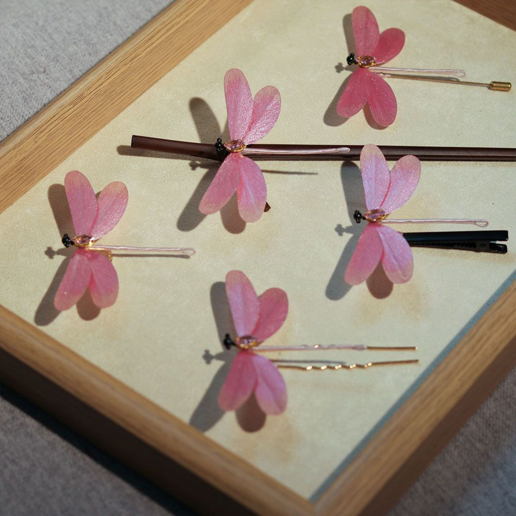 Handmade Dragonfly Brooch & Hairpiece – Silk Thread Ronghua Jewelry Inspired by Dragonflies, Nature & Summer Light