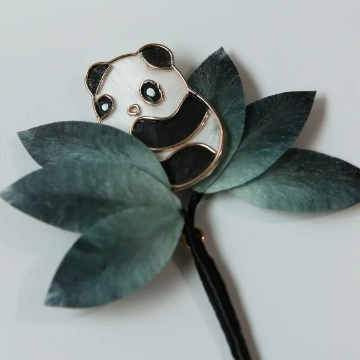 Handmade Panda & Bamboo Brooch – Traditional Ronghua Silk Thread Botanical Jewelry, Nature Inspired Wearable Art & Meaningful Gift