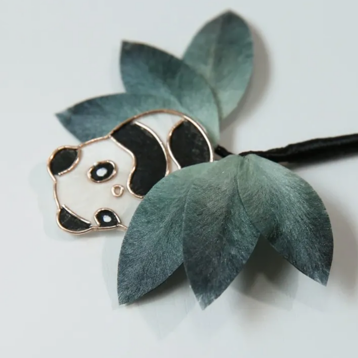 Handmade Panda & Bamboo Brooch – Traditional Ronghua Silk Thread Botanical Jewelry, Nature Inspired Wearable Art & Meaningful Gift