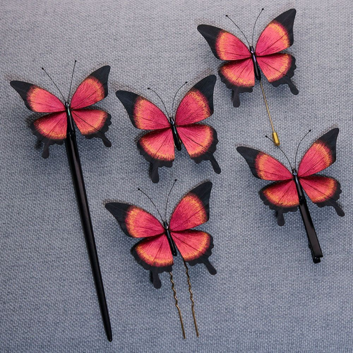 Handmade Butterfly Wing Brooch & Hairpiece – Silk Thread Ronghua Jewelry Inspired by Butterflies in Nature, Artisan Wearable Art & Meaningful Gift