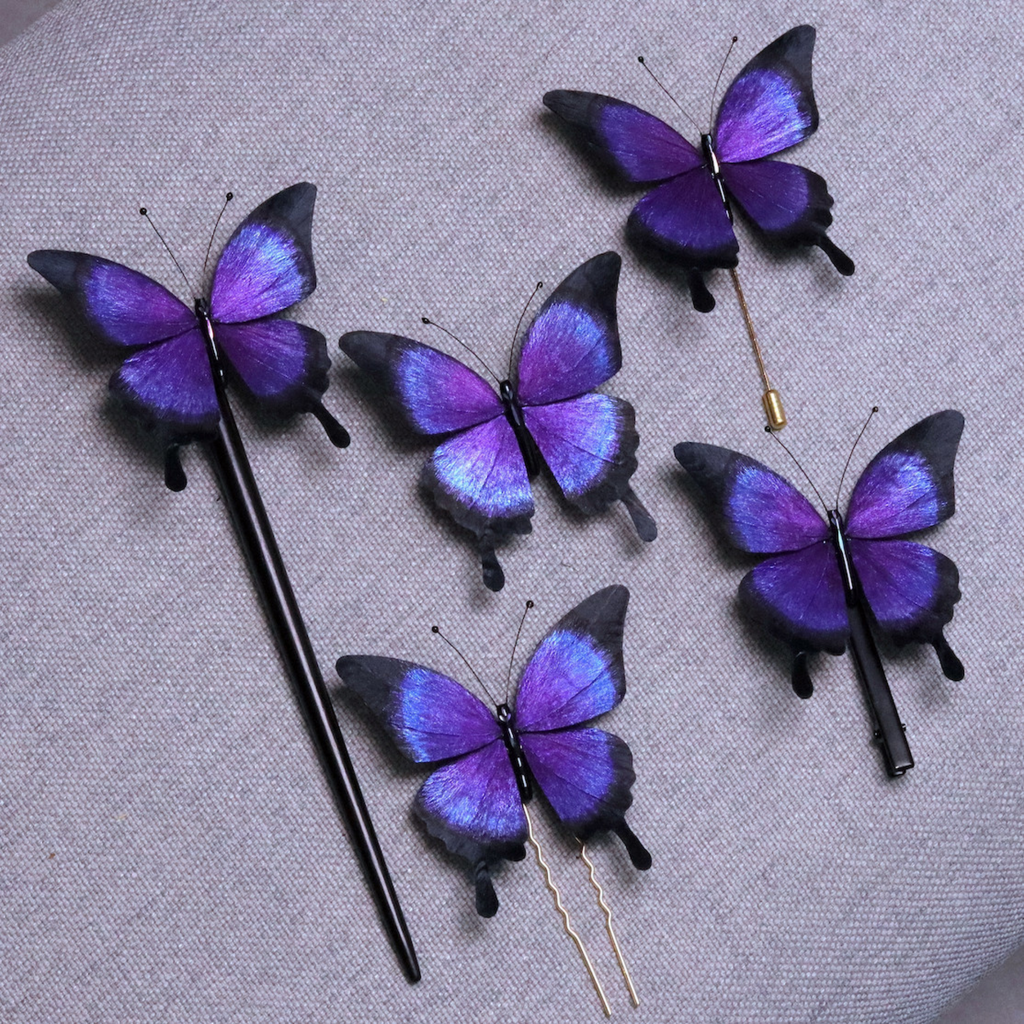 Handmade Butterfly Wing Brooch & Hairpiece – Silk Thread Ronghua Jewelry Inspired by Butterflies in Nature, Artisan Wearable Art & Meaningful Gift