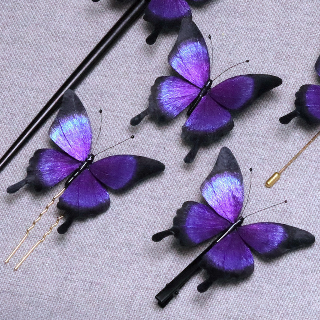 Handmade Butterfly Wing Brooch & Hairpiece – Silk Thread Ronghua Jewelry Inspired by Butterflies in Nature, Artisan Wearable Art & Meaningful Gift