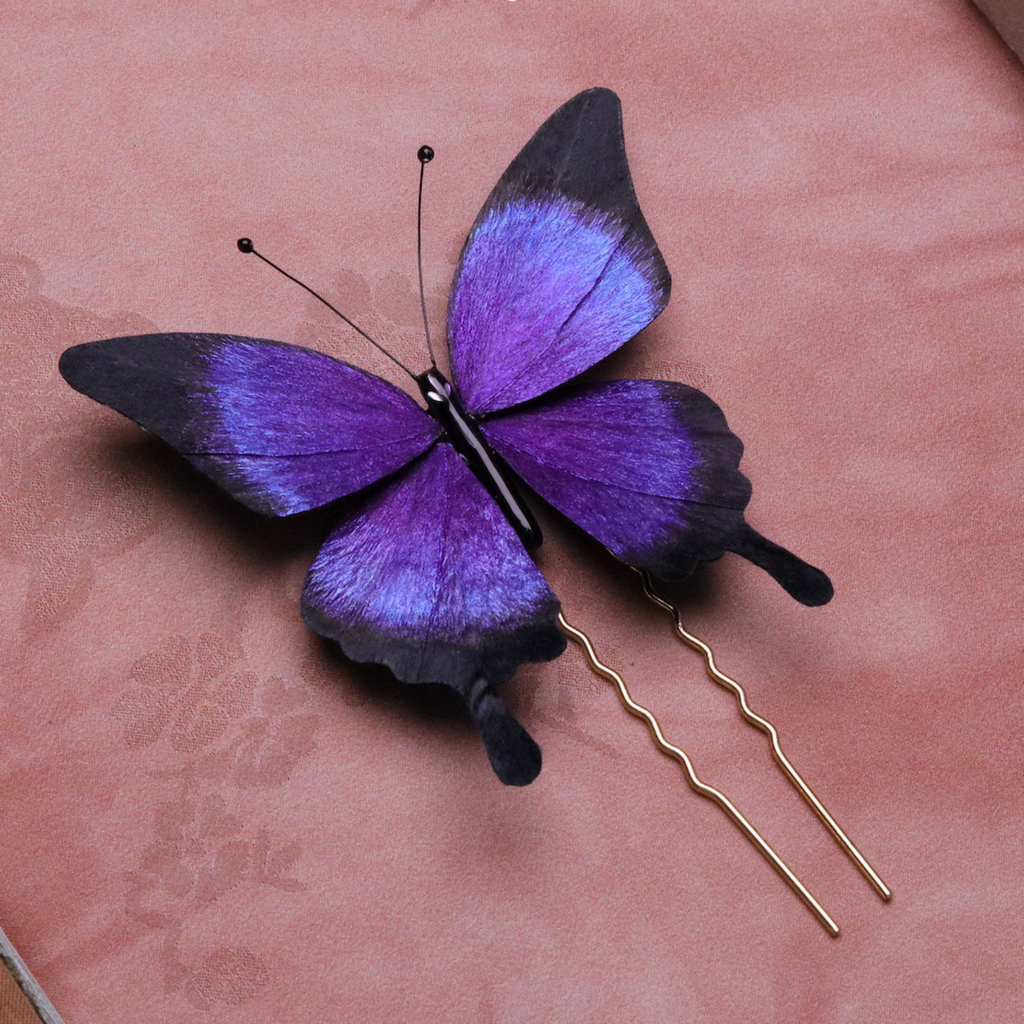 Handmade Butterfly Wing Brooch & Hairpiece – Silk Thread Ronghua Jewelry Inspired by Butterflies in Nature, Artisan Wearable Art & Meaningful Gift