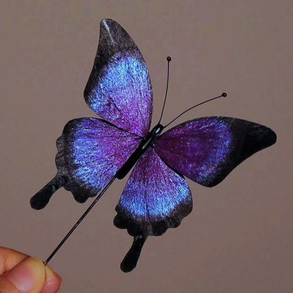Handmade Butterfly Wing Brooch & Hairpiece – Silk Thread Ronghua Jewelry Inspired by Butterflies in Nature, Artisan Wearable Art & Meaningful Gift